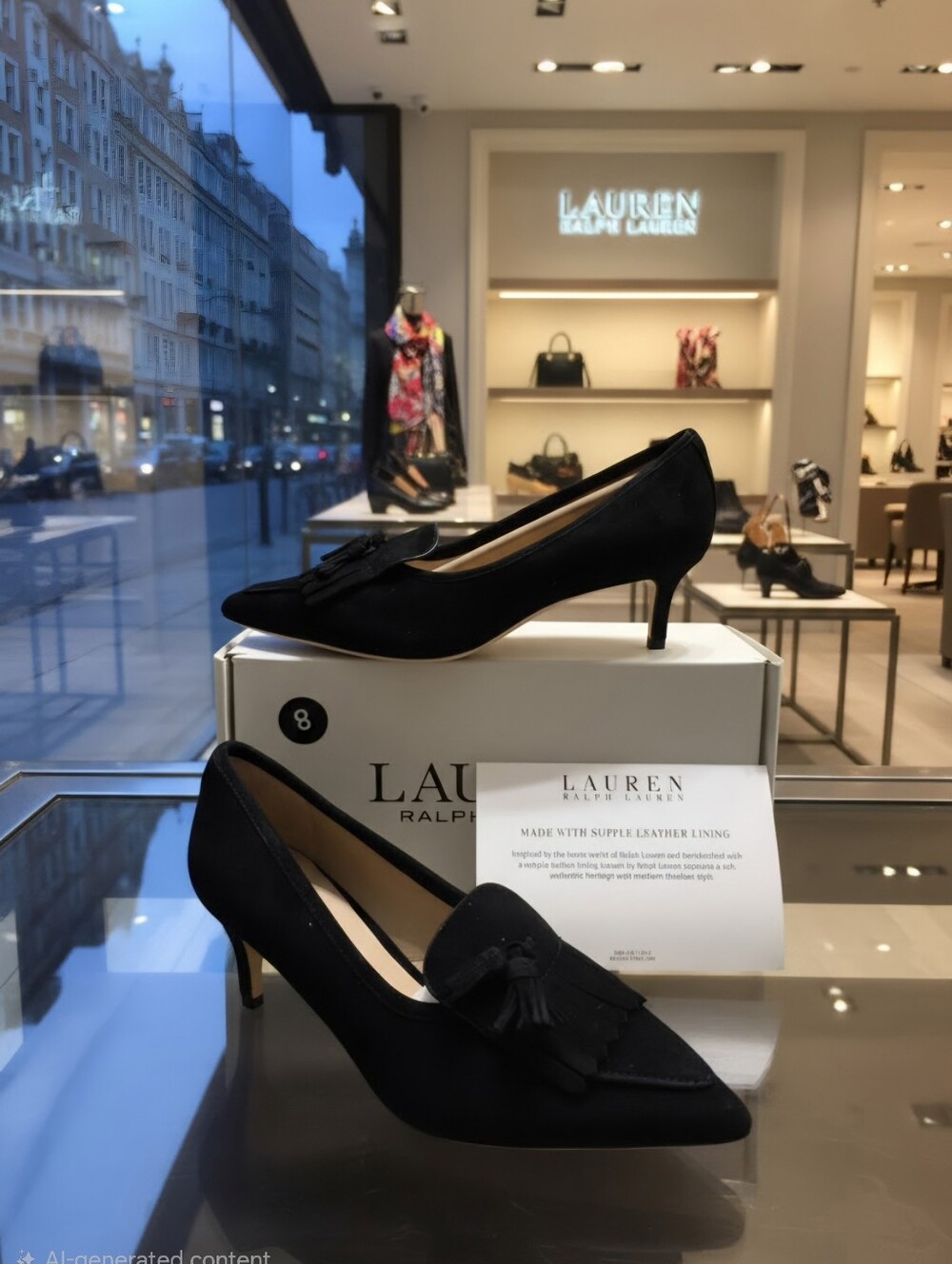 LAUREN RALPH LAUREN ADRIENNE KILTIE PUMPS BLACK WOMEN'S SZ 6.5 B NWB $195
